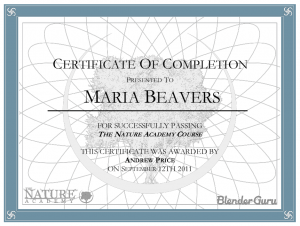 Certificate of Completion - BlenderGuru Nature Academy